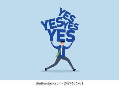 Stop always saying yes, hard working businessman who carried the heavy burden of saying yes, agreed to help with other colleagues.