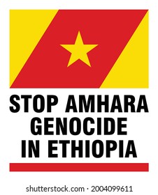 Alto al genocidio de Amhara en cartel vector etíope. Diseño de la ilustración. 