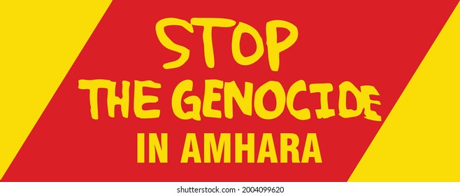 Alto al genocidio de Amhara en cartel vector etíope. Diseño de la ilustración. 