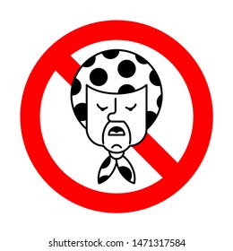 Stop angry Grandma. Ban Evil grandmother. Red prohibition road sign Aggressive Old woman 