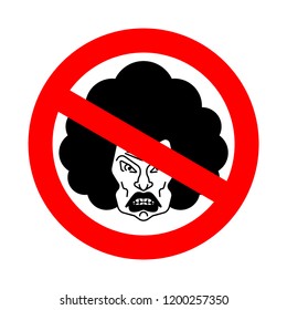Stop angry wife. Ban grumpy woman. Red forbidding road sign danger.