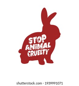 stop animal cruelty abuse rabbit bunny pet farm flat design vector illustration