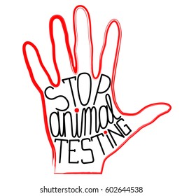 Stop animal testing sing. Vector illustration with isolated elements.