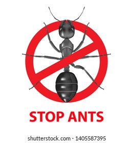 Stop ant on white background,there are text and graphic.