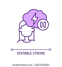 Stop anxious thoughts RGB color icon. Cognitive-behavioural therapy. Shift mind away from anxiety. Isolated vector illustration. Simple filled line drawing. Editable stroke. Arial font used