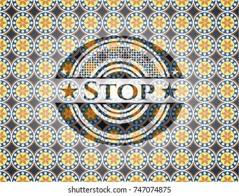 Stop arabic emblem. Arabesque decoration.