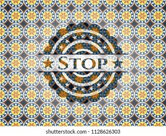 Stop arabic emblem background. Arabesque decoration.