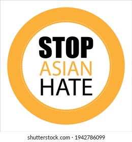 STOP ASIAN HATE black and yellow vector sticker sign