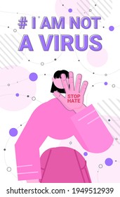 stop asian hate campaign woman protesting against racism support people during coronavirus pandemic