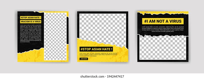 Stop asian hate. Proud to be asian. Social media post template for Stop asian hate.