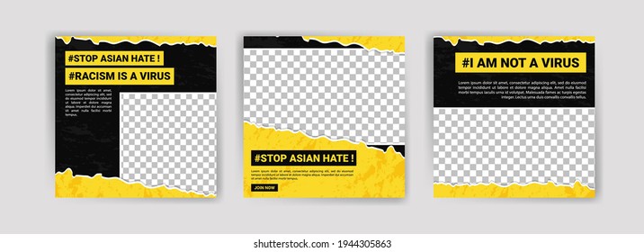 Stop asian hate. Proud to be asian. Social media post template for Stop asian hate.