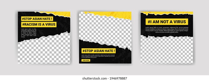 Stop asian hate. Proud to be asian. Social media post template for Stop asian hate.