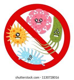 Stop bacteria. Antimicrobials and health protection cute character