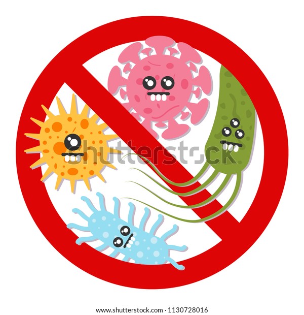 Stop Bacteria Antimicrobials Health Protection Cute Stock Vector ...