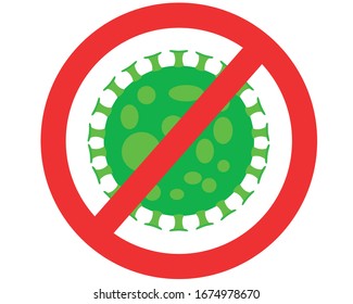 Stop bacteria sign with antivirus protection in flat style. health and protection from bacteria.