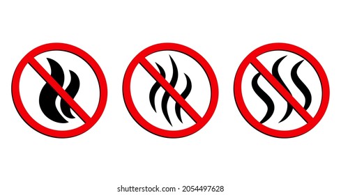Stop bad smell sign. Smoke forbidden. Prohibition symbol. Vector illustration set isolated on white. 