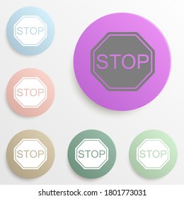 Stop badge color set. Simple glyph, flat vector of web icons for ui and ux, website or mobile application
