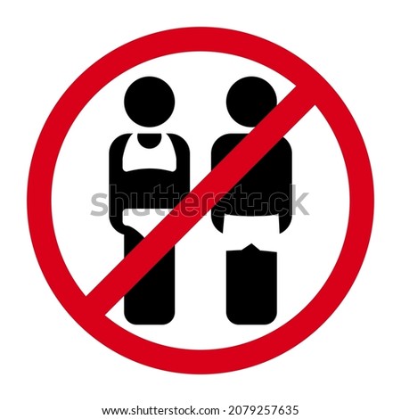 Stop or ban icon for swimweared persons, prohibition red symbol
