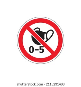 STOP! Мask ban. Not for children under 5 years old. VECTOR. The icon with a red contour on a white background. For any use. Warns.
