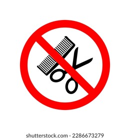 Stop or ban red round sign with scissors icon. Vector illustration. Forbidden sign..eps