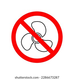 Stop or ban red round sign with fan icon. Vector illustration. Forbidden sign on white background..eps