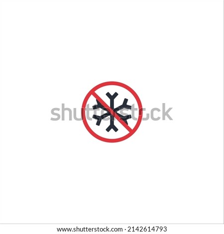 Stop or ban red round sign with snowflake icon. Vector illustration. Forbidden sign. Freezing is prohibited