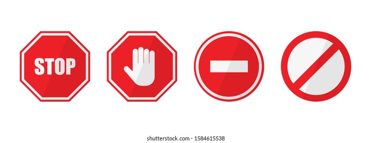 stop ban set sign in flat style, vector illustration