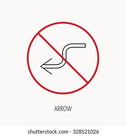 Stop or ban sign. Arrow back icon. Previous sign. Left direction symbol. Prohibition red symbol. Vector