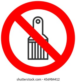 Stop or ban sign with brush icon isolated on white background