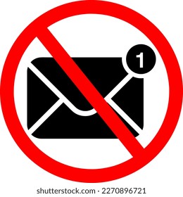 Stop or ban sign. Mailbox with flag icon. Post email box sign. Prohibition.eps