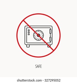 Stop or ban sign. Safe icon. Money deposit sign. Combination lock symbol. Prohibition red symbol. Vector