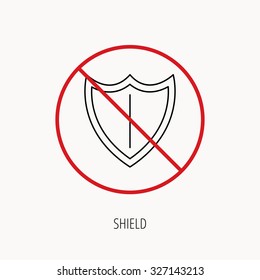 Stop or ban sign. Shield icon. Protection sign. Royal defence symbol. Prohibition red symbol. Vector