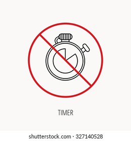 Stop or ban sign. Timer icon. Stopwatch sign. Sport competition symbol. Prohibition red symbol. Vector