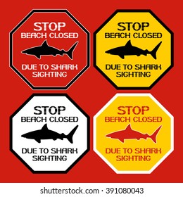 Stop beach closed.Due to shark sighting.
Poster Safety and Health in the open waters from dangerous aquatic creatures.