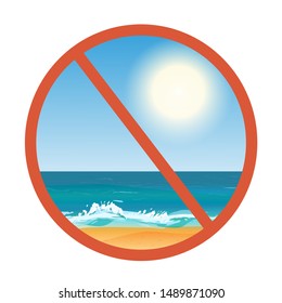 Stop beach sign icon. Restrict symbol. Vector  illustration.