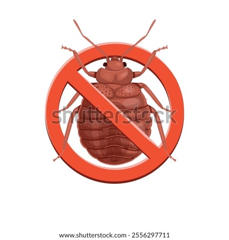 Stop bed bug. Stop insects sign. bed bug in red forbidding circle, vector