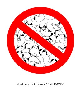 Stop Beetle larva. Ban Maggot. Red prohibition road sign 