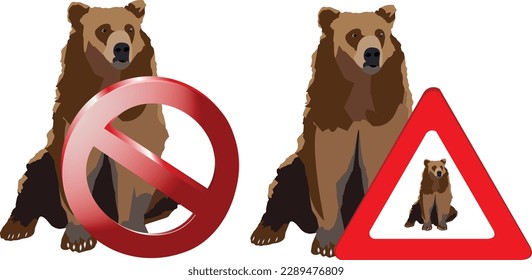 Deténganse y tengan cuidado con las señales de las carreteras de oso-