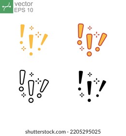 Mit dem Ausrufezeichen anhalten und Vorsicht walten lassen. Risikoinformationszeichen Achtung oder Gefahrenvorsorge. Warnung, Vorsicht, Wichtig, Warnsymbol. Vektorgrafik. Design auf weißem Hintergrund. EPS10