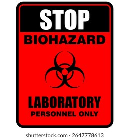 Stop, Biohazard, Laboratory, personnel only, sign vector