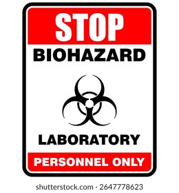 Stop, Biohazard, Laboratory, personnel only, sign vector