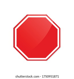 STOP leeres Schild auf dem roten Oktagon-Etikett. Vektordesign.
