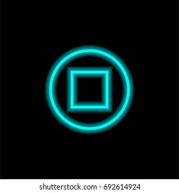 Stop blue glowing neon ui ux icon. Glowing sign logo vector