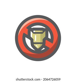Stop Bombing Sign Vector icon Cartoon illustration