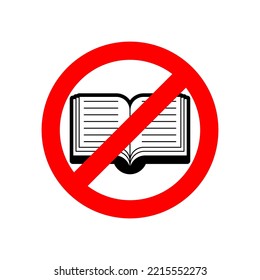 Detener la lectura del libro. Camino rojo Señal de Prohibición. Prohibición de libros
