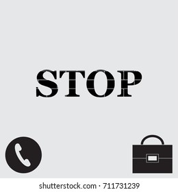 Stop with bricks texture vector icon