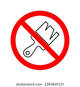 Stop brush icon. No paint brush sign . Vector illustration. Forbidden paint brush sign on white background..eps