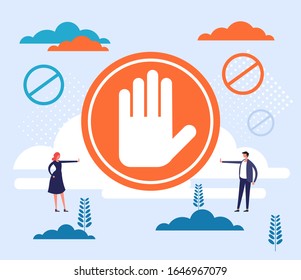 Stop Bully Abuse Violence Aggression Concept Banner. Vector Graphic Design Isolated Illustration