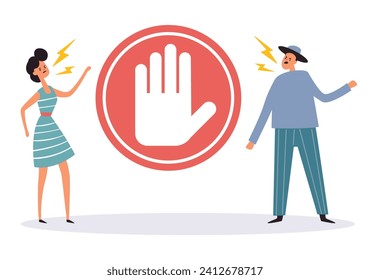 Unterbindet den Missbrauch von Gewalt Gewalt Aggression Konzept Banner. Vektorgrafik-Design, einzelne Illustration