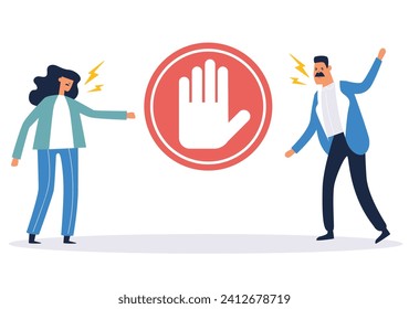 Stop bully abuse violence aggression concept banner. Vector graphic design isolated illustration
